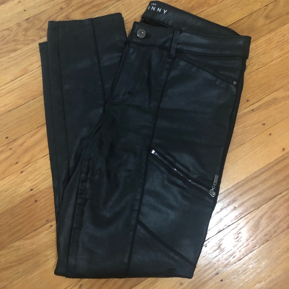 Faux skinny leather pants with zipper detail